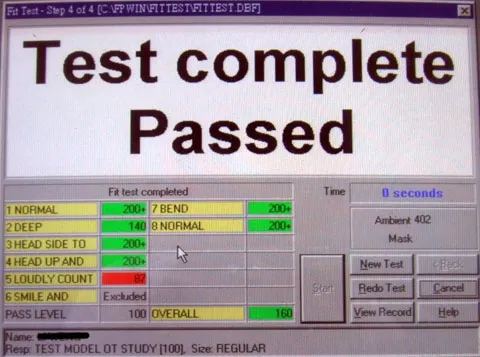 fit-test result from one of the subject fit-test result from one of the subject