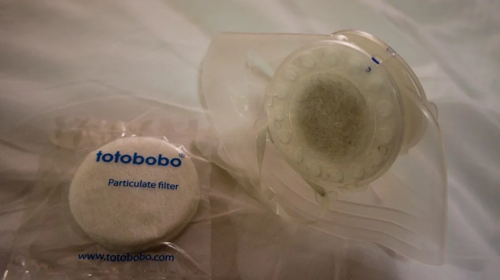 Totobobo filter after three hours of riding in AQI200 Beijing air