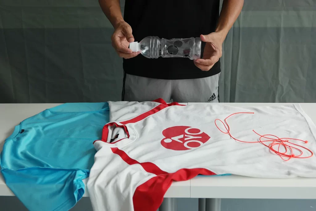 Project Oxygen: DIY air filter from a Water bottle, 2 pieces of T-shirt and 2 pieces of threads