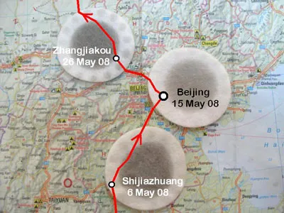 Used Totobobo filters through the air pollution from ShijJaZhuang, Beijing to ZhangJiaKou.