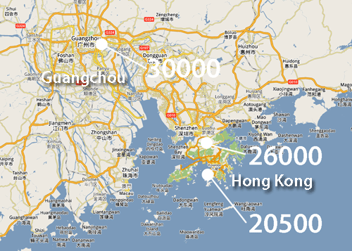 Pollution data from Hong Kong to Guang Zhou