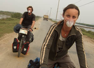 Goska Romanowicz and Herv Bonnaveira,  eco cyclists, from France to China