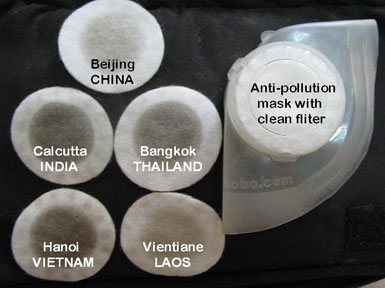Pollutants collected by the filters from China and India