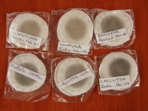 Totobobo filters after 6 hours of use in Calcutta, India, Bangkok, Thailand, Laos and Vietnam