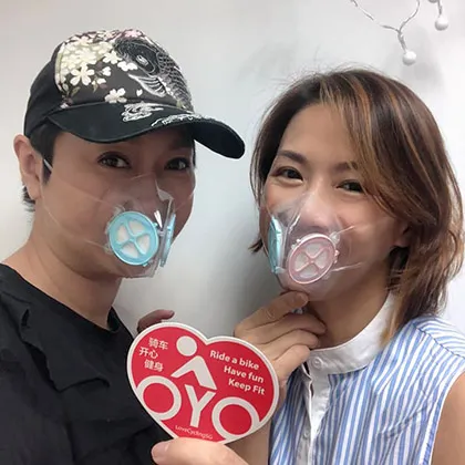 Sarah and friend from Hong Kong wearing the Totobobo mask appreciate the ECO friendly approach
